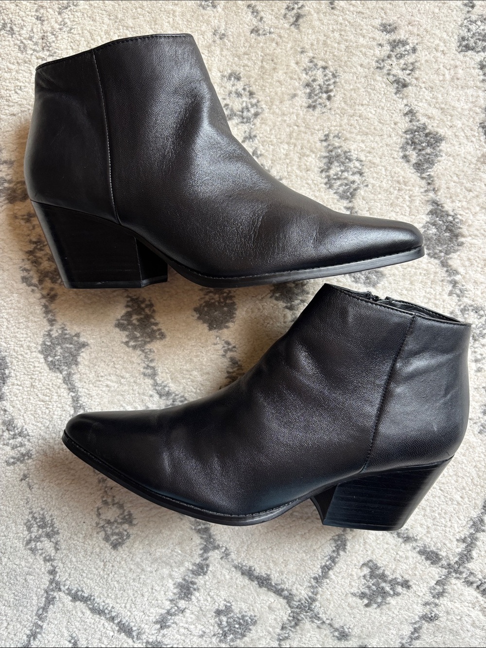 Leather Pointed Toe Ankle Boot with angular heel- Bleeker & Bond
